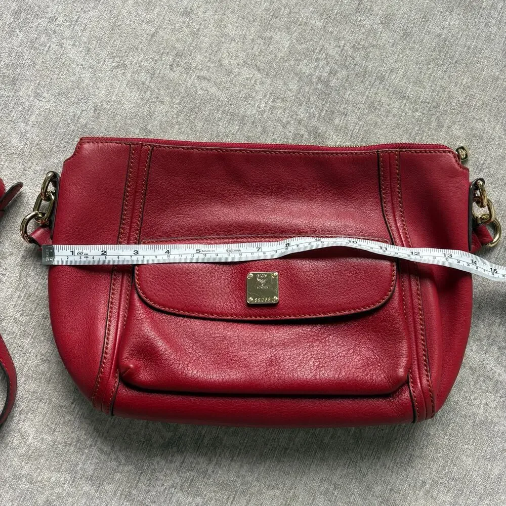 Authentic MCM Red Leather Shoulder Bag